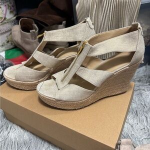 Michael Kors Beige Wedge Sandals